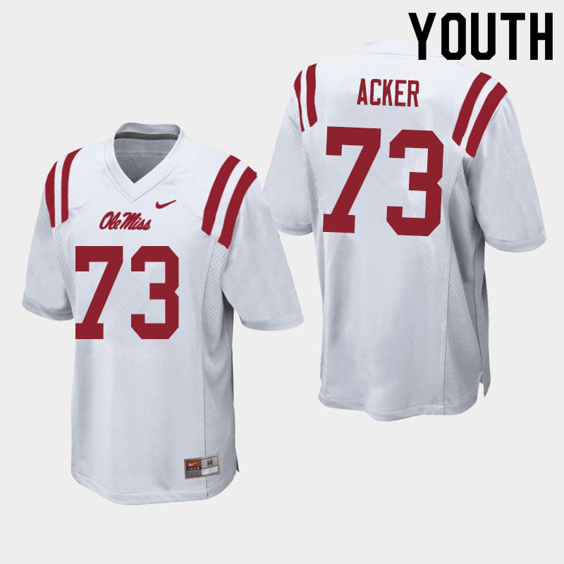Youth #73 Eli Acker Ole Miss Rebels College Football Jerseys Sale-White